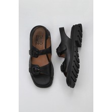 Bueno Shoes Siyah Khv Deri Kadın Düz Sandalet 01WY5505 01WY5505