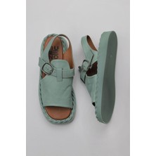 Bueno Shoes Yeşil Açık Deri Kadın Düz Sandalet 01WY9103 01WY9103
