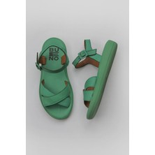 Bueno Shoes Yeşil Koyu Deri Kadın Düz Sandalet 01WY2301 01WY2301