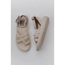 Bueno Shoes Krem Deri Kadın Parmak Arası Sandalet 01WY2315 01WY2315