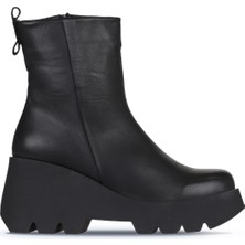 Bueno Shoes Siyah Deri Kadın Dolgu Topuklu Bot 01WZ8404 01WZ8404