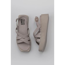 Bueno Shoes Gri Deri Kadın Düz Sandalet 01WY5904 01WY5904