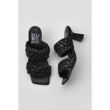 Bueno Shoes Siyah Deri Kadın Topuklu Terlik 01WY6804 01WY6804