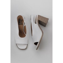 Bueno Shoes Beyaz Deri Kadın Topuklu Sandalet 01WY3706 01WY3706