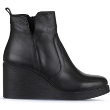 Bueno Shoes Siyah Deri Kadın Dolgu Topuklu Bot 01WZ8301 01WZ8301