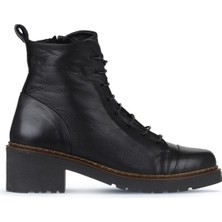 Bueno Shoes Siyah Deri Kadın Topuklu Bot 01WZ4400 01WZ4400