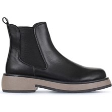 Bueno Shoes Siyah Vizon Deri Kadın Düz Bot 01WZ4501 01WZ4501