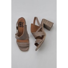 Bueno Shoes Gri Deri Kadın Topuklu Sandalet 01WY3705 01WY3705