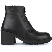 Bueno Shoes Siyah Deri Kadın Topuklu Bot 01WZ7904 01WZ7904
