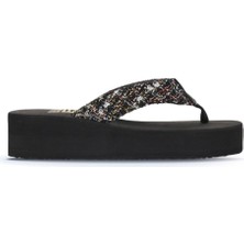 Bueno Shoes Siyah Hasır Kadın Dolgu Topuklu Terlik 26WT190244 26WT190244