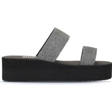 Bueno Shoes Antrasit Ithal Sim Kadın Dolgu Topuklu Terlik 26WT752550 26WT752550