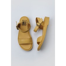 Bueno Shoes Sarı Deri Kadın Düz Sandalet 01WY2900 01WY2900