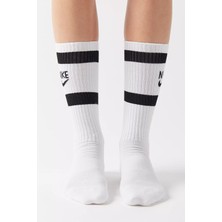 Nike Dri Fit Heritage Crew Unisex Çorap 2'li Beyaz Renkli Yastıklamalı Konforlu Tasarım