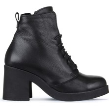 Bueno Shoes Siyah Deri Kadın Topuklu Bot 01WZ7107 01WZ7107