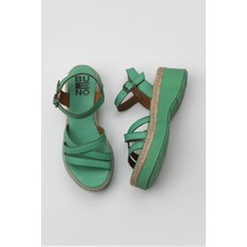 Bueno Shoes Yeşil Koyu Deri Kadın Düz Sandalet 01WY8203 01WY8203