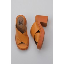 Bueno Shoes Turuncu Deri Kadın Topuklu Terlik 01WY12703 01WY12703