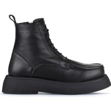 Bueno Shoes Siyah Deri Kadın Dolgu Topuklu Bot 01WZ6405 01WZ6405