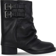 Bueno Shoes Siyah Deri Kadın Topuklu Bot 39WB1429 39WB1429