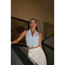 Cebby mavi sırt  detaylı yelek