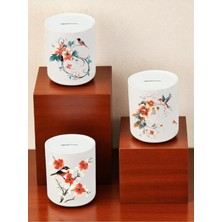 Lili Hediyelik Kuş ve Çiçek Deseni Baskılı 3'lü Seramik Kumbara