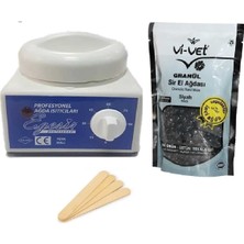 Siyah Granüllü Ağda Makinesi ve Spatula Seti, Net ve Pürüzsüz Cilt Için Ideal