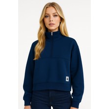 Gigi Giyim Yarım Fermuarlı Orta Boy Üç Ip Kadın Sweatshirt