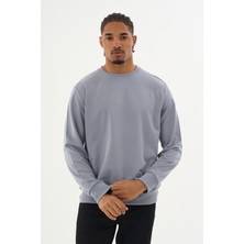 Superlife Süperlife Erkek Gri Bisiklet Yaka Ribanalı Regular Fit Sweatshirt SPR26SWK930