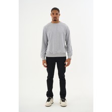 Superlife Süperlife Erkek Gri Bisiklet Yaka Ribanalı Regular Fit Sweatshirt SPR26SWK930