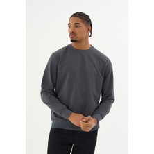 Superlife Süperlife Erkek Gri Bisiklet Yaka Ribanalı Regular Fit Sweatshirt SPR26SWK930