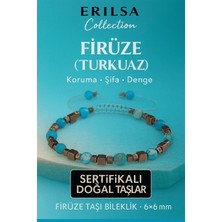 Erilsa Sertifikalı Doğal Terahertz Firuze (Turkuaz) Taşı Bileklik 6x6 mm - Koruma ve Şifa Taşı