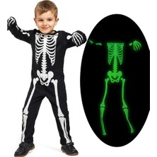 Dodomar Halloween Çocuk İskelet Kostüm PARLAYAN FOSFORLU