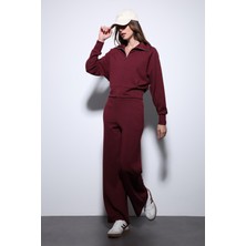 Antioch Bordo Fermuarlı Kadın Eşofman Takım