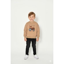 Worrn Erkek Çocuk %100 Pamuk Traktör Nakış Süzeneli Sweatshirt 2151-1