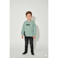 Worrn Erkek Çocuk %100 Pamuk Great Baskılı Sweatshirt 2144-1