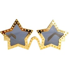 Dodomar Parti Gözlük Yıldız Görünümlü Gold Altın Siyah Cam