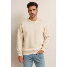 Gigi Giyim Düz Renk Oversize Üç Ip Erkek Sweatshirt