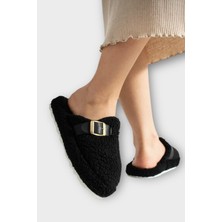 Liger Pofuduk Ses Yapmaz Eva Taban Tokalı Kadın Ev Terliği Siyah