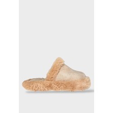 Liger Peluş Detaylı Kadın Ev Terliği Bej