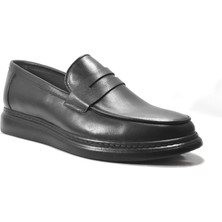 Onlo Ayakkabı K-180 Hakiki Deri Siyah Eva Hafif Taban Erkek Loafer Ayakkabı