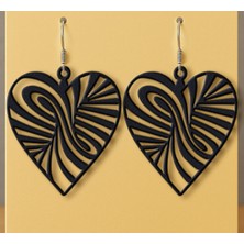 Kanem3D Kalp Çizgili Küpe