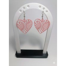 Kanem3D Kalp Çizgili Küpe