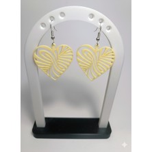 Kanem3D Kalp Çizgili Küpe