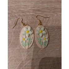 Kanem3D Çiçek Oval Küpeler