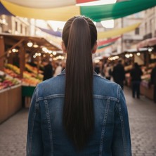 Marsilyan Tokalı Düz At Kuyruğu - Açık Kahve