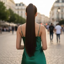 Marsilyan Tokalı Düz At Kuyruğu - Kahve Karamel