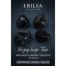 Erilsa Sertifikalı Doğal Spektrolit (Larvikit) Taşı Kütle 25-30 mm – Kuzey Işığı ve Koruma Taşı