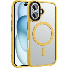 Zore Apple iPhone 16 Kılıf Mat Arka Yüzey Wireless Şarj Özellikli Frms Flet Magsafe Kapak-Sarı