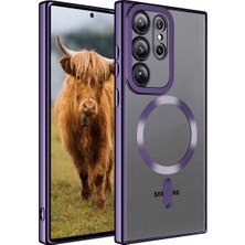 Zore Galaxy S23 Ultra Kılıf Magsafe Wireless Şarj Özellikli Frms Setro Silikon-Koyu Mor