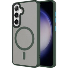 Zore Galaxy S24 Kılıf Sert Pc Arka Yüzey Wireless Şarj Özellikli Frms Flet Magsafe Kapak-Koyu Yeşil