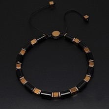 Seven Art Jewelry Doğal Taş Bileklik,hematit ve Akik Bileklik, Erkek Bileklik, Kadın Bileklik, Ayarlanabilir